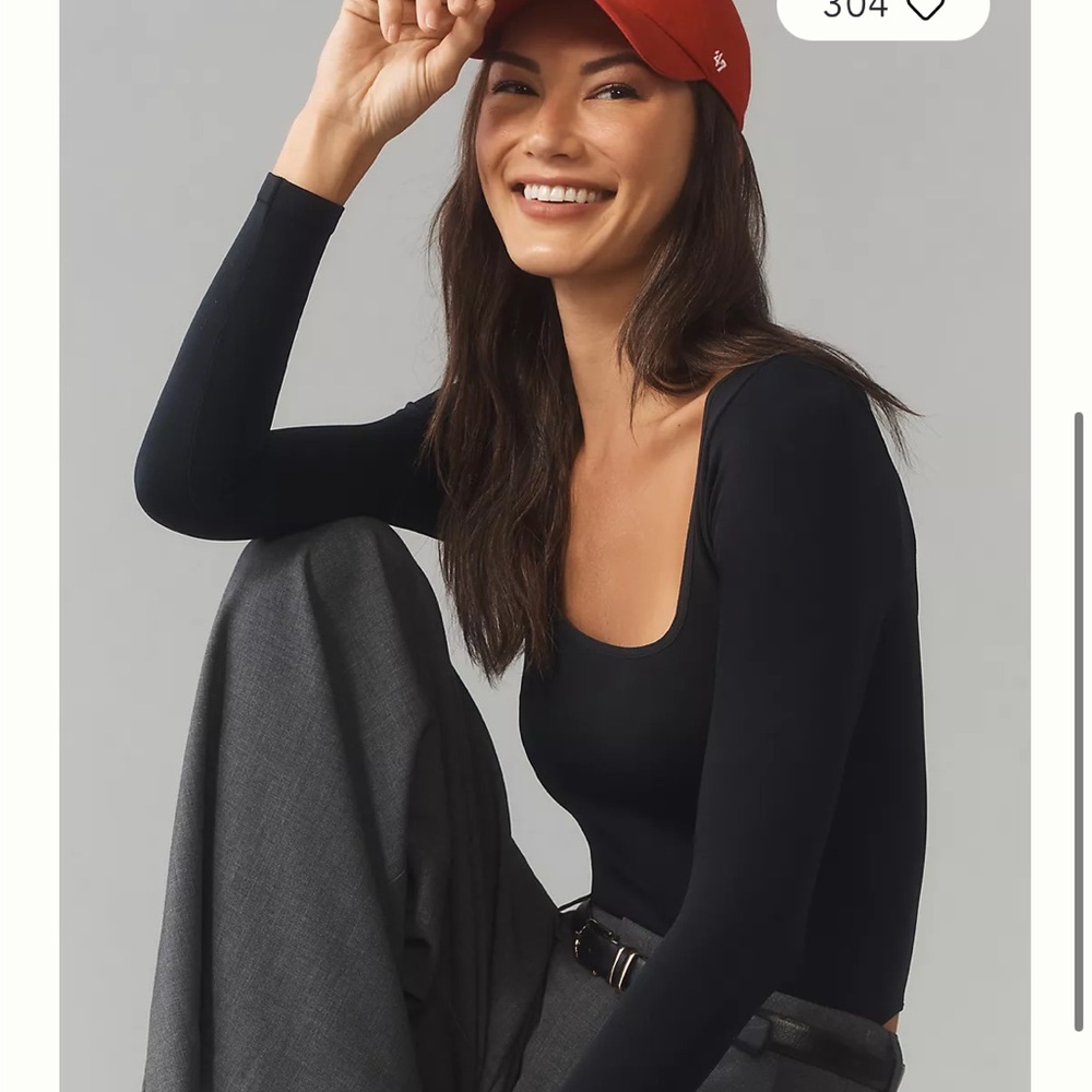 Anthropologie The Viv Long Sleeve Criss Cross Back Bodysuit in Black Size XXS/XS - Picture 3 of 7